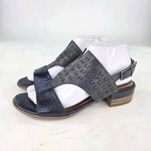 Tamaris Anthropologie Sandals US 8.5 Womens Navy Glitter Slingback Heels Shoes